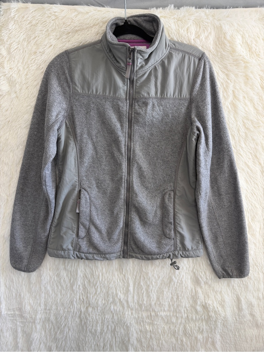 Aeropostale Womens Gorpcore Full Zip Fleece Jacket Size M Grey Granola Girl Y2K